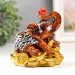 Сувенир полистоун &quot;Слоник с рубином на монетках&quot; 8х6,5х8,5 см