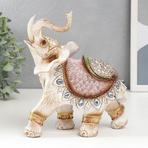 Фигурка полистоун «Слон в попоне с сапфирами», под дерево, 21x18x9 см