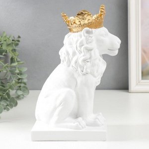 СИМА-ЛЕНД Сувенир полистоун подсвечник &quot;Белый лев в золотой короне&quot; 24,5х14х11,5 см