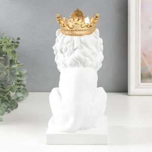 СИМА-ЛЕНД Сувенир полистоун подсвечник &quot;Белый лев в золотой короне&quot; 24,5х14х11,5 см