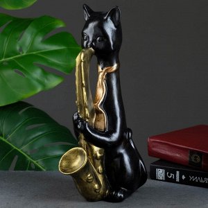 Фигура "Кот - музыкант, с саксофоном" черный, 31х16х10см