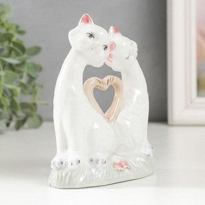Сувенир керамика "Котики хвосты сердечком на полянке" 11,5х11х4 см