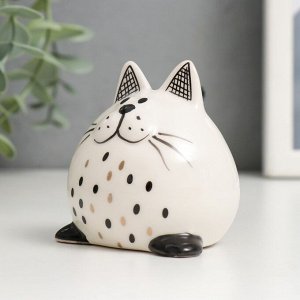 Сувенир керамика "Котик-шарик с пятнистым животиком" 6,5х5,7х6,7 см
