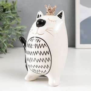 Сувенир керамика "Котик-полосатый животик с короной" 11х7,3х14,5 см