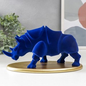 Сувенир полистоун "Синий носорог на подставке" флок 12,8х22,5х13,5 см