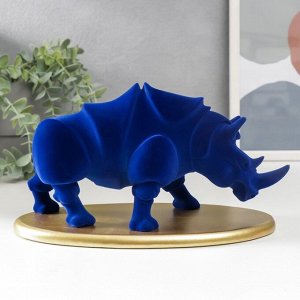 Сувенир полистоун "Синий носорог на подставке" флок 12,8х22,5х13,5 см