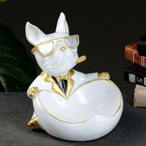 Подставка для мелочей «Бульдог сидит», белая, 20x18x21 см