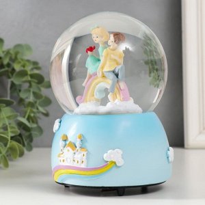 Стеклянный шар музыка "Мальчик с девочкой на радуге" МИКС 10х10х15 см
