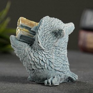 Фигурка гипс «Сова с книгами», серо-голубой, 10x6x6 см