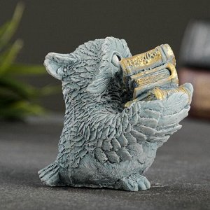 Фигурка гипс «Сова с книгами», серо-голубой, 10x6x6 см