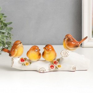 СИМА-ЛЕНД Сувенир керамика &quot;Четыре птички на бревне с цветами&quot;МИКС 11х13х6,5 см