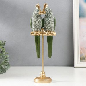 Сувенир полистоун "Два зелёных попугая на жёрдочке" 26х10х12 см