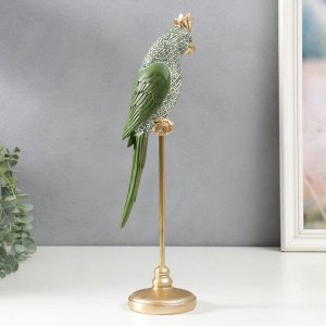 Сувенир полистоун "Зелёный попугай на жёрдочке" 35х9х9,4 см