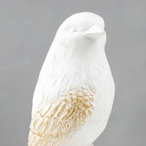 Сувенир полистоун "Белый воробышек на золотой колонне" 25,5х9,5х9,5 см