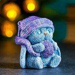 Фигура &quot;Зайка в шапке&quot; серо-голубой, 7х7х6см
