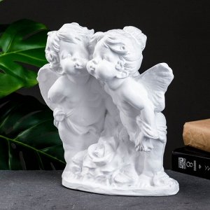 Фигура гипс «Ангел и Фея с розой», белый, 12x26x24 см
