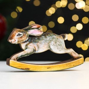 Сувенир "Год Кролика. Качалка кролик", дерево, ламинация, 9,6х5,9 см
