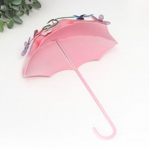Сувенир металл "Зонтик с цветами и стрекозой" розовый 9,5х19,5х25,5 см