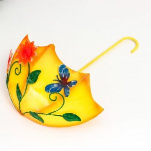Сувенир металл "Зонтик с цветами и бабочкой" жёлтый 9,5х19,5х25,5 см