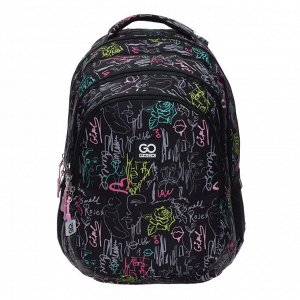 Рюкзак молодёжный GoPack Teens Art, 44 х 32 х 18 см, эргономичная спинка, чёрный/розовый