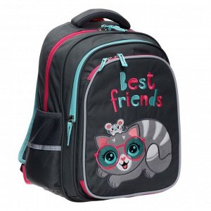 Рюкзак школьный Феникс + "Котик с мышкой", 38,5 х 29 х 13,5 см