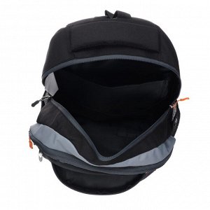 Рюкзак школьный GoPack Education Color block, 39 х 29,5 х 12 см, эргономичная спинка, чёрный/серый