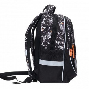 Рюкзак школьный NASA, 38 х 28 х 16 см, эргономичная спинка, чёрный/белый