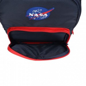 Рюкзак школьный NASA, 38 х 27 х 13 см, эргономичная спинка, синий