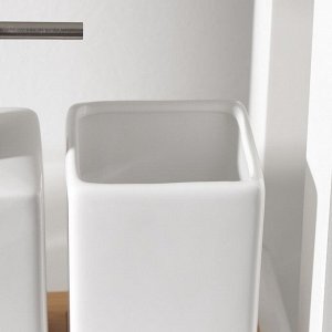 Набор для ванной SAVANNA Square, 3 предмета (дозатор для мыла, стакан, подставка), цвет белый