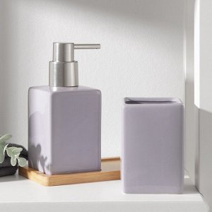 Набор для ванной SAVANNA Square, 3 предмета (дозатор для мыла, стакан, подставка), цвет сиреневый