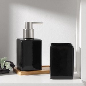 Набор для ванной SAVANNA Square, 3 предмета (дозатор для мыла, стакан, подставка), цвет чёрный