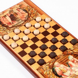 Нарды деревянные большие, с шашками "Для Бани", настольная игра, 60 х 60 см