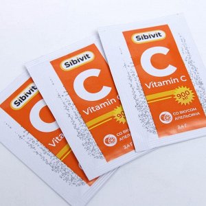 Витамин С 900 мг Sibivit, 15 саше со вкусом апельсина .