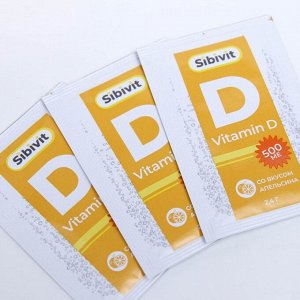 Витамин D3, 500 МЕ Sibivit, 15 саше со вкусом апельсина