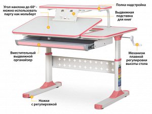 Детский стол Ergokids TH-320 розовый