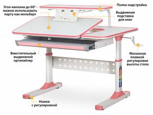 Детский стол Ergokids TH-320 розовый