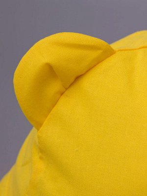 Панама детская однотонная, ушки, на завязках, ярко-желтый