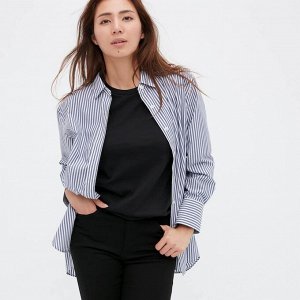 UNIQLO - лонгслив с круглым вырезом из гладкого эластичного хлопка - черный