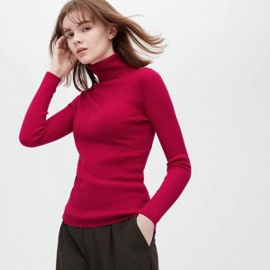 UNIQLO - водолазка из шерсти мериноса - розовый