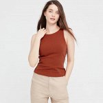 UNIQLO - маечка в рубчик с бюстье - коричневый