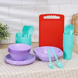 Набор посуды на 6 персон «Все за стол», 44 предметов, цвет МИКС