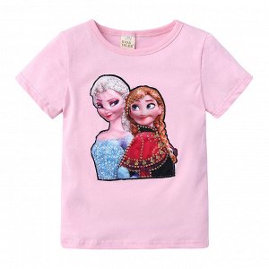 Детская футболка, принт "Холодное сердце", цвет розовый