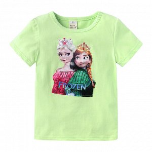 Детская футболка, принт "Холодное сердце", цвет зеленый