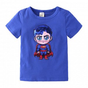 Детская футболка, принт "Супер мен", цвет синий