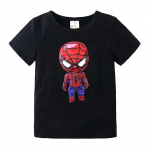 Детская футболка, принт "Человек паук", цвет черный