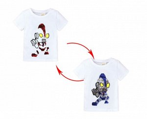 Детская футболка с пайетками, принт "Ультрамен", цвет белый