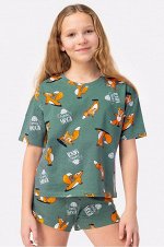 Happy Fox / Пижама для девочки подростка, цвет хаки
