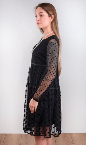 Платье женское с сеткой в горох 252749, размер 46,48