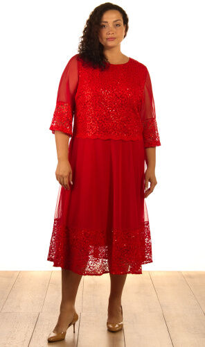 Платье женское гипюровое с пайетками 253273, размер 50,52,54,56