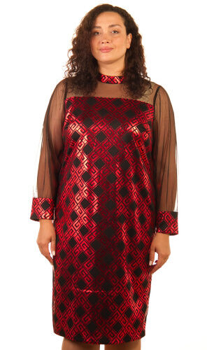 Платье женское с фатиновым рукавом 252025, размер 50, 52,54,56